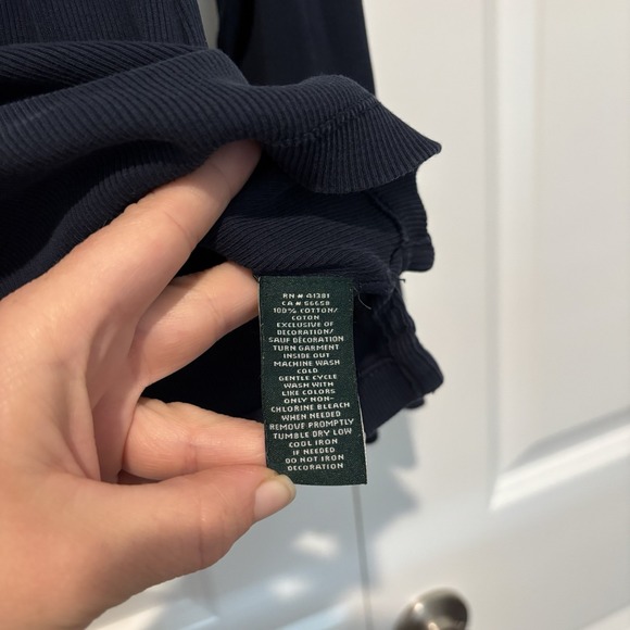 Lauren Ralph Lauren Navy Blue Long Sleeve Suede Zip Shoulder Shirt Women's L - Picture 3 of 9